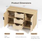 47.2" W Storage Cabinet with 3 Drawers, Fluted Buffet Cabinet with Storage, Large Sideboard Cabinet with 2 Door, Modern Mid Century TV Stand Coffee Bar Cabinet for Living Room, Kitchen, Entryway