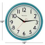 Westclox Retro Wall Clock for Kitchen, Bedroom, or Living Room – Vintage Quartz Analog Wall Clock with Chrome Bezel & Dome Glass Lens, Easy-to-Read Numbers (Teal, 12")
