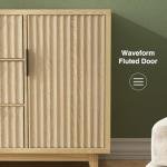 47.2" W Storage Cabinet with 3 Drawers, Fluted Buffet Cabinet with Storage, Large Sideboard Cabinet with 2 Door, Modern Mid Century TV Stand Coffee Bar Cabinet for Living Room, Kitchen, Entryway