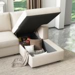 HONBAY Sectional Couch with Pull Out Bed, Sectional Sleeper Sofa with Storage, U Shape Couches for Living Room, Velvet Beige