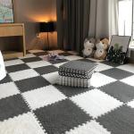 30*30cm Plush Shaggy Interlocking Foam Carpet Tiles Kid Carpet Squares Protective Floor Mats Crawling Exercise Area Rug for Home