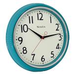 Westclox Retro Wall Clock for Kitchen, Bedroom, or Living Room – Vintage Quartz Analog Wall Clock with Chrome Bezel & Dome Glass Lens, Easy-to-Read Numbers (Teal, 12")