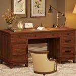 GarveeHome Executive Desk with File Drawers, Farmhouse Home Office Desk with Charging Station, 60 in Wooden Computer Desk with Cabinet Storage for Work Study Writing, Walunt Brown