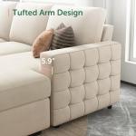 HONBAY Sectional Couch with Pull Out Bed, Sectional Sleeper Sofa with Storage, U Shape Couches for Living Room, Velvet Beige