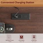 GarveeHome Executive Desk with File Drawers, Farmhouse Home Office Desk with Charging Station, 60 in Wooden Computer Desk with Cabinet Storage for Work Study Writing, Walunt Brown