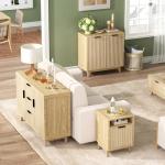 47.2" W Storage Cabinet with 3 Drawers, Fluted Buffet Cabinet with Storage, Large Sideboard Cabinet with 2 Door, Modern Mid Century TV Stand Coffee Bar Cabinet for Living Room, Kitchen, Entryway