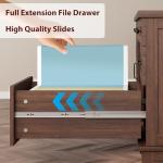 GarveeHome Executive Desk with File Drawers, Farmhouse Home Office Desk with Charging Station, 60 in Wooden Computer Desk with Cabinet Storage for Work Study Writing, Walunt Brown