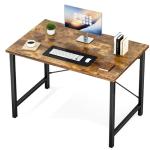 Sweetcrispy Computer Small Office Desk 40 Inch Student Study Writing Work with Headphone Hooks & Storage Bag Modern Simple PC Home Bedroom Table, Rustic Brown