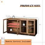 AMERLIFE Sideboard Buffet Cabinet, Mixed Color Accent Cabinet with LED Lights, Modern Glass Doors Storage Cabinets with Adjustable Shelf, Console Table for Dining, Living Room, Barnwood&Brown