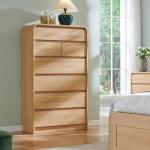 Aitjunz Modern 7 Drawers Dresser for Bedroom, 55" Tall Dressers & Chest of Drawers w/Curved Profile Design, Wood Mid Century Vertical Storage Dressers Organizer for Bedroom, Living Room, Natural Oak