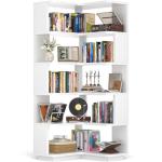 Armocity Corner Book Shelf - 6-Shelf Corner Bookshelf Etagere Bookcase with Baffle, Freestanding L Shaped Display Shelf Stand for Home Office, Living Room, Bedroom, Kitchen, White