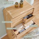 Aitjunz Modern 7 Drawers Dresser for Bedroom, 55" Tall Dressers & Chest of Drawers w/Curved Profile Design, Wood Mid Century Vertical Storage Dressers Organizer for Bedroom, Living Room, Natural Oak