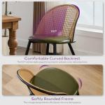 TYBOATLE Rattan Dinner Chairs Set of 4 with Faux Leather Cushion, Modern Dining Room Chairs w/Adjustable Foot Pads, Kitchen Boho Mid Century Upholstered, Green