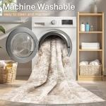 Micgeek Area Rug Living Room - 9X12 Abstract Washable Large Soft Foldable Non Slip Rug Neutral Modern Low Pile Carpet for Bedroom Nursery Dining Room Farmhouse Home Office Indoor - Brown