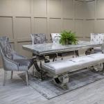 Furniture Dining Table Silver Dining Set with 4 Chairs
