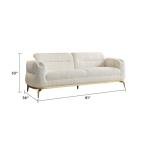 Modern 3PC Living Room Set (Sofa + Loveseat + Chair) with Wood & Gold Accents in Cream - CA Warehouse Inventory
