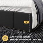 Allewie King Size Dutch Velvet Upholstered Platform Bed Frame/Vertical Channel Tufted Adjustable Headboard/Low Profile Bed Frame/No Box Spring Needed/Easy Assembly/Black