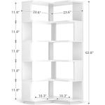 Armocity Corner Book Shelf - 6-Shelf Corner Bookshelf Etagere Bookcase with Baffle, Freestanding L Shaped Display Shelf Stand for Home Office, Living Room, Bedroom, Kitchen, White