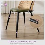 TYBOATLE Rattan Dinner Chairs Set of 4 with Faux Leather Cushion, Modern Dining Room Chairs w/Adjustable Foot Pads, Kitchen Boho Mid Century Upholstered, Green