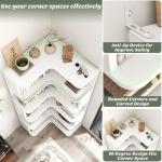 Armocity Corner Book Shelf - 6-Shelf Corner Bookshelf Etagere Bookcase with Baffle, Freestanding L Shaped Display Shelf Stand for Home Office, Living Room, Bedroom, Kitchen, White