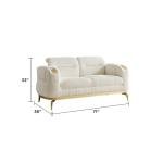 Modern 3PC Living Room Set (Sofa + Loveseat + Chair) with Wood & Gold Accents in Cream - CA Warehouse Inventory