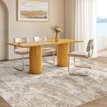 Micgeek Area Rug Living Room - 9X12 Abstract Washable Large Soft Foldable Non Slip Rug Neutral Modern Low Pile Carpet for Bedroom Nursery Dining Room Farmhouse Home Office Indoor - Brown