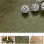 TYBOATLE Rattan Dinner Chairs Set of 4 with Faux Leather Cushion, Modern Dining Room Chairs w/Adjustable Foot Pads, Kitchen Boho Mid Century Upholstered, Green