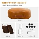 LUE BONA Small Curved Foot Stool with Handle, Whisky Brown Velvet Footstool and Ottomans, Modern Foot Rest with Wooden Legs, Step Stool with Padded Seat for Couch, Living Room