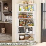 Armocity Corner Book Shelf - 6-Shelf Corner Bookshelf Etagere Bookcase with Baffle, Freestanding L Shaped Display Shelf Stand for Home Office, Living Room, Bedroom, Kitchen, White