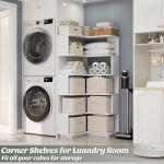 Armocity Corner Book Shelf - 6-Shelf Corner Bookshelf Etagere Bookcase with Baffle, Freestanding L Shaped Display Shelf Stand for Home Office, Living Room, Bedroom, Kitchen, White