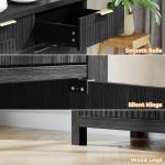 Modern 55 Buffet Sideboard with Drawers and Doors, Wood-Grained Black, Dining Room Storage Cabinet, Living Room Coffee Bar