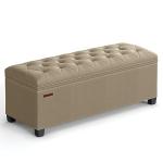 SONGMICS Storage Ottoman Bench, Foot Rest with Legs, 15.7 x 43.3 x 15.7 Inches, End of Bed Bench, Storage Chest, Load up to 660 lb, for Living Room, Bedroom, Entryway, Camel Brown ULSF088R01