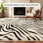 YIHOUSE 6×9 Ft Area Rugs for Living Room: Modern Washable Rug - Abstract Black and Cream White Rug for Bedroom Dining Room Office Playroom Nursery Home Decor - Nonslip Non-Shedding Striped Rugs