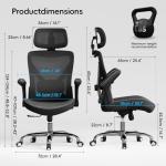 Ergalithic Ergonomic Office Chair-Computer X-Shaped Chair Mesh PU Leather with Adjustable Lumbar Support-Executive Desk Chair High Back with Headrest Flip-Up Arms for Long Hours (Black)