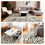 YIHOUSE 6×9 Ft Area Rugs for Living Room: Modern Washable Rug - Abstract Black and Cream White Rug for Bedroom Dining Room Office Playroom Nursery Home Decor - Nonslip Non-Shedding Striped Rugs