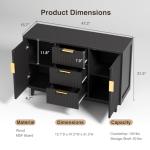 47.2" W Storage Cabinet with 3 Drawers, Fluted Buffet Cabinet with Storage, Large Sideboard with 2 Door, Modern Mid Century TV Stand Coffee Bar Cabinets for Living Room, Kitchen, Entryway