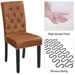 Yaheetech Upholstered Dining Chairs Set of 2 Modern Leather Parsons Kitchen Chairs with Button Tufted High Back and Solid Wood Legs and for Dining Room/Living Room/Restaurant, Retro Brown