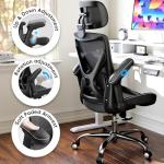 Ergalithic Ergonomic Office Chair-Computer X-Shaped Chair Mesh PU Leather with Adjustable Lumbar Support-Executive Desk Chair High Back with Headrest Flip-Up Arms for Long Hours (Black)