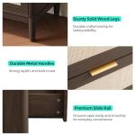 LINSY HOME Rattan Dresser with 5 Deep Drawers, 46" Tall Chest of Drawers, Mid Century Modern Wood Dresser, Large Boho Storage Cabinet for Bedroom with Metal Handle and Durable Legs, Walnut