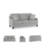 Signature Design by Ashley Adlai Casual Sofa with 2 Toss Pillows, Light Gray