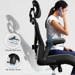 Ergalithic Ergonomic Office Chair-Computer X-Shaped Chair Mesh PU Leather with Adjustable Lumbar Support-Executive Desk Chair High Back with Headrest Flip-Up Arms for Long Hours (Black)