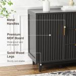 47.2" W Storage Cabinet with 3 Drawers, Fluted Buffet Cabinet with Storage, Large Sideboard with 2 Door, Modern Mid Century TV Stand Coffee Bar Cabinets for Living Room, Kitchen, Entryway