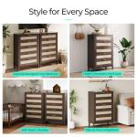 LINSY HOME Rattan Dresser with 5 Deep Drawers, 46" Tall Chest of Drawers, Mid Century Modern Wood Dresser, Large Boho Storage Cabinet for Bedroom with Metal Handle and Durable Legs, Walnut