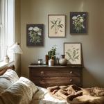 Framed Botanical Wall Art for Living Room, 4 Piece Rustic Floral Canvas Paintings Prints ArtWork for Walls, Vintage Flower Butterfly Pictures for Farmhouse Dining Room Hallway Bedroom Kitchen Bathroom Wall Decor