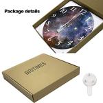 Britimes Round Wall Clock Silent Non-Ticking Battery Operated Clock 10 Inch, Galaxy Space Home Decor for Living Room, Kitchen, Bedroom, and Office