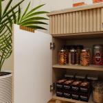 Large Coffee Bar Fluted Sideboard Buffet Cabinet Storage 2 Drawers Large Sideboard Cabinet Storages Geometric Pattern Furniture