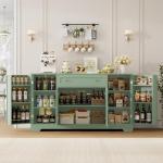 HITHOS 54" Buffet Cabinet with Storage, Modern Kitchen Buffet Sideboard with Drawer, Wood Coffee Bar Station with Adjustable Shelves, Kitchen Storage Cabinet for Living Room, Green