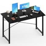 OLIXIS 47 Inch Home Office Desk, Small Computer Work Table with X-Shaped Reinforcement, Home Simple Modern Writing Study Table, Black