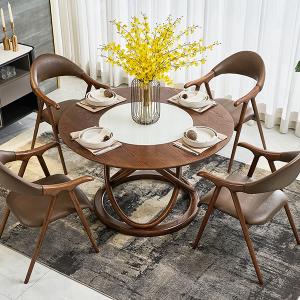 Nordic Luxury Traditional Solid Wooden Dining Room Furniture Wood Round Dining Table Set 4 Chairs