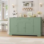 HITHOS 54" Buffet Cabinet with Storage, Modern Kitchen Buffet Sideboard with Drawer, Wood Coffee Bar Station with Adjustable Shelves, Kitchen Storage Cabinet for Living Room, Green